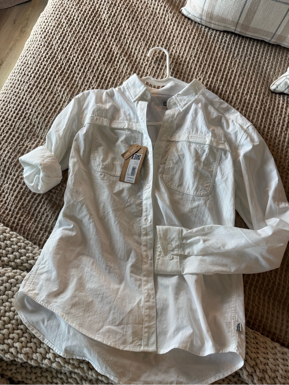 Eddie Bauer White Long-Sleeve Button-Down Shirt